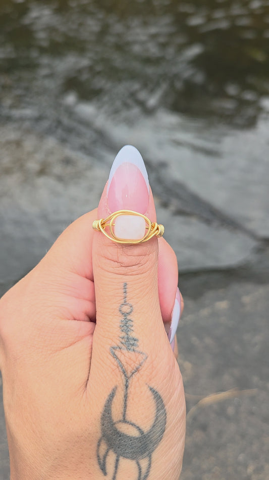 Rose Quartz Moonlit Ring